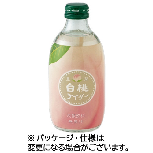 友桝飲料 豊潤白桃サイダー 300mL 瓶 1ケース(24本) ※軽(ご注文単位1ケース)【直送品】