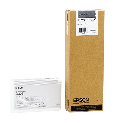 エプソン PX-P/K3インクカートリッジ ライトグレー 700ml ICLGY58 1個(ご注文単位1個)【直送品】
