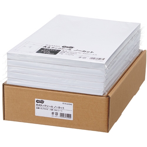 TANOSEE A4タックシール 業務用パック ノーカット 100枚 5冊/箱（ご注文単位1箱）【直送品】