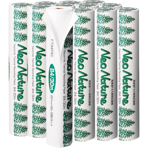クリエイティア 感熱FAXロール紙 Neo Nature B4 幅257mm×長さ30m 芯内径0.5インチ 表発色 F734FSC 12本/セット(ご注文単位1セット)【直送品】