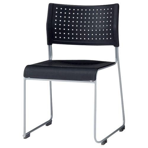 アイリスチトセ スタッキングチェア 樹脂座タイプ ブラック ASL-110PP-BK 1脚(ご注文単位1脚)【直送品】
