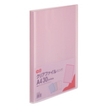 TANOSEE クリアファイル A4タテ 30ポケット 背幅17mm ピンク 10冊/セット（ご注文単位1セット）【直送品】