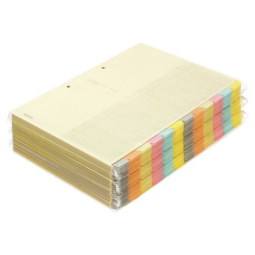 コクヨ カラー仕切カード(ファイル用・12山見出し) A4タテ 2穴 6色+扉紙 シキ-150 30組/袋(ご注文単位1袋)【直送品】