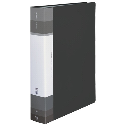 コクヨ クリヤーブック(Glassele) 固定式・背ポケット A4タテ 100ポケット 背幅56-71mm ブラック ラ-GLB100D 1冊(ご注文単位1冊)【直送品】
