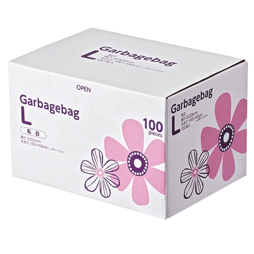 TANOSEE 丸底耳付ゴミ袋 乳白半透明 L BOXタイプ 100枚/箱（ご注文単位1箱）【直送品】