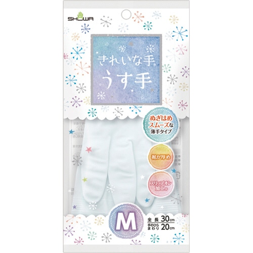 ショーワグローブ きれいな手 うす手 M ホワイト KTU-M 1双(ご注文単位1双)【直送品】