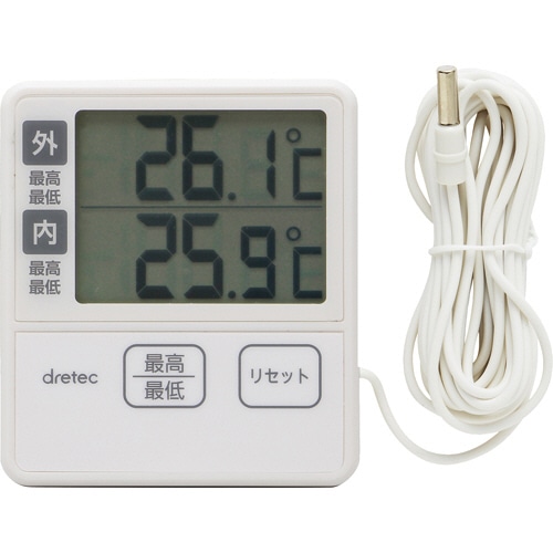 ドリテック 室内室外温度計 アイボリー O-285IV 1個(ご注文単位1個)【直送品】