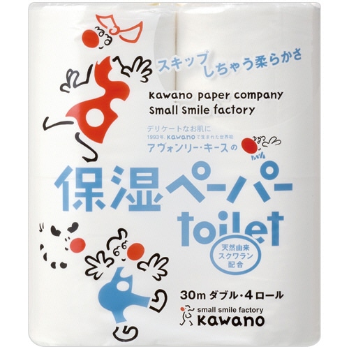 河野製紙 アヴォンリー・キース保湿ペーパー トイレット ダブル 芯あり 30m 4ロール/袋（ご注文単位1袋）【直送品】