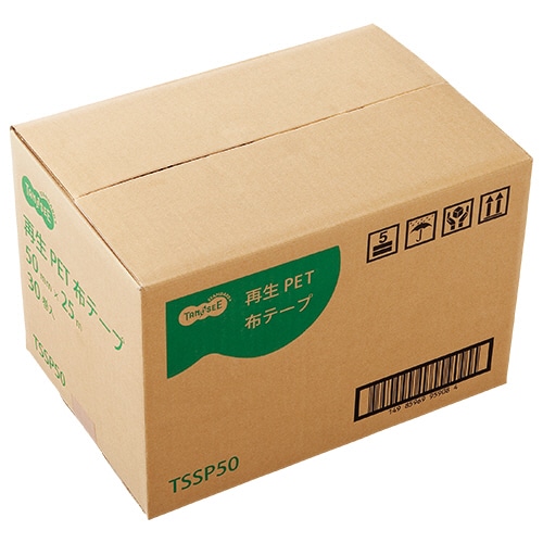 TANOSEE 再生PET布テープ 50mm×25m 30巻/セット（ご注文単位1セット）【直送品】