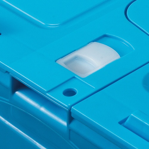 TANOSEE 折りたたみコンテナ フタ一体型 60L ダークブルー/透明 1台(ご注文単位1台)【直送品】