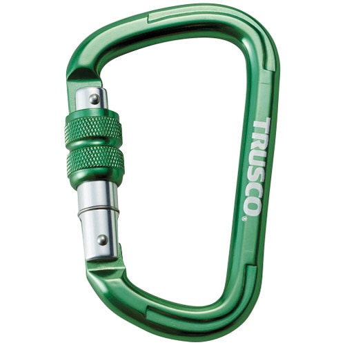 TRUSCO ネジロック付カラビナ 線径10.5mm×110mm グリーン TKNNL1111GN 1個(ご注文単位1個)【直送品】