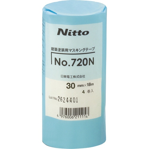 日東電工 マスキングテープ 30mm×18m 720N-30 4巻/袋(ご注文単位1袋)【直送品】