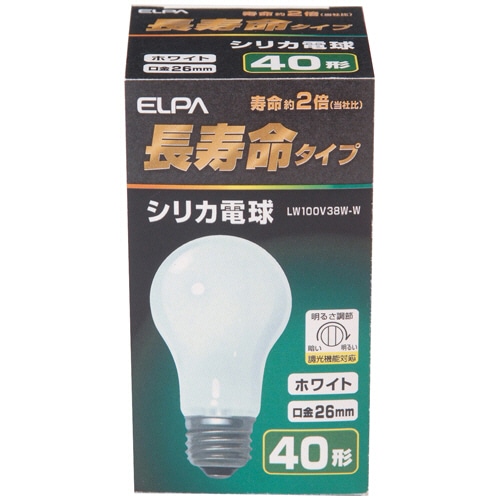ELPA 長寿命シリカ電球 40形 38W E26 ホワイト LW100V38W-W 1個(ご注文単位1個)【直送品】