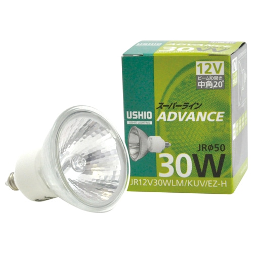ウシオライティング ハロゲンランプ スーパーラインアドバンス 30W 中角 EZ10口金 ミラー付 JR12V30WLM/KUV/EZ-H 1個(ご注文単位1個)【直送品】