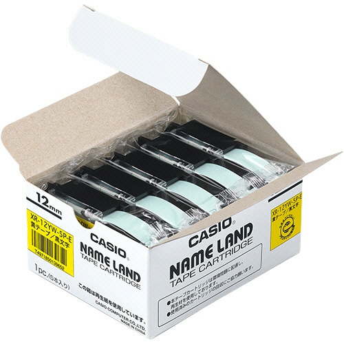 カシオ NAME LAND スタンダードテープ 12mm×8m 黄/黒文字 XR-12YW-5P-E 30個/箱(ご注文単位1箱)【直送品】