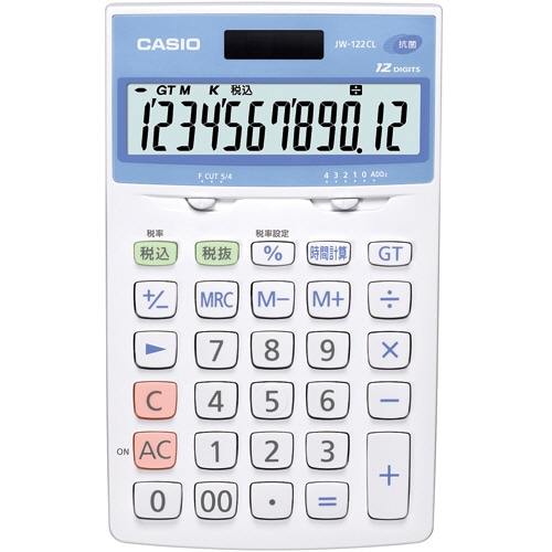 カシオ 抗菌電卓 12桁 ジャストタイプ JW-122CL-N 1台（ご注文単位1台）【直送品】