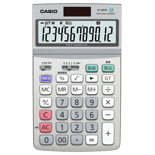 カシオ 実務電卓 12桁 ジャストタイプ JF-120GT-N 1台(ご注文単位1台)【直送品】