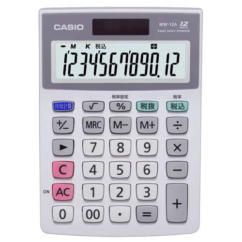 カシオ 特大表示電卓 12桁 ミニジャストサイズ MW-12A-N 1台（ご注文単位1台）【直送品】