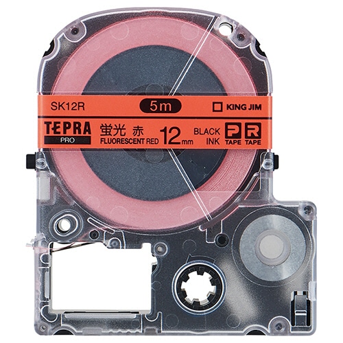 キングジム テプラ PRO テープカートリッジ 12mm 蛍光レッド/黒文字 SK12R 1個(ご注文単位1個)【直送品】