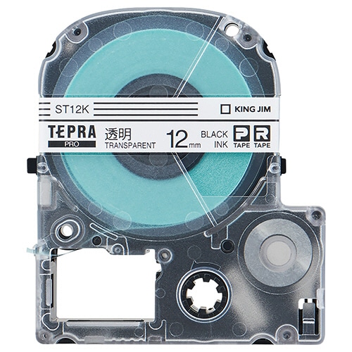 キングジム テプラ PRO テープカートリッジ 12mm 透明/黒文字 ST12K 1個(ご注文単位1個)【直送品】