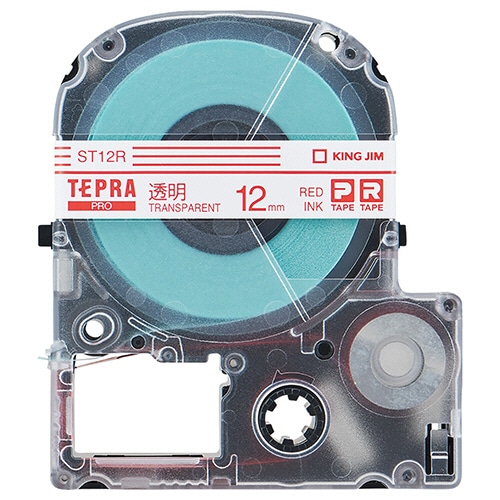 キングジム テプラ PRO テープカートリッジ 12mm 透明/赤文字 ST12R 1個(ご注文単位1個)【直送品】