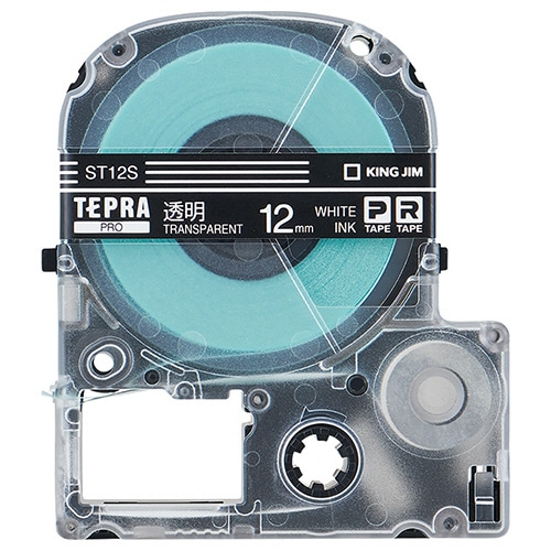 キングジム テプラ PRO テープカートリッジ 12mm 透明/白文字 ST12S 1個(ご注文単位1個)【直送品】