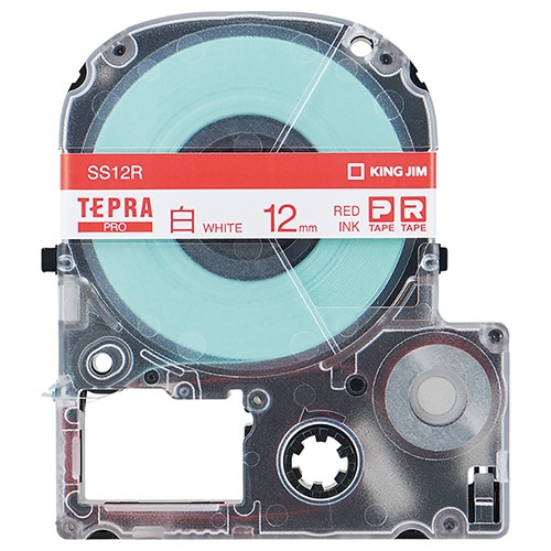 キングジム テプラ PRO テープカートリッジ 12mm 白/赤文字 SS12R 1個(ご注文単位1個)【直送品】