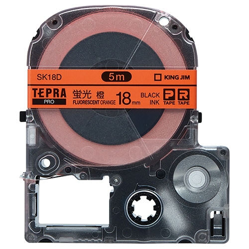 キングジム テプラ PRO テープカートリッジ 18mm 蛍光オレンジ/黒文字 SK18D 1個(ご注文単位1個)【直送品】