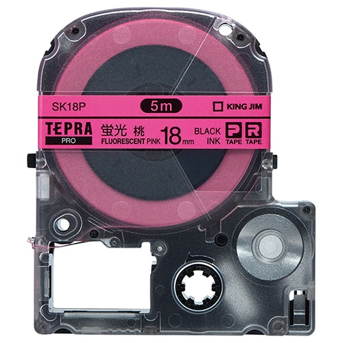 キングジム テプラ PRO テープカートリッジ 18mm 蛍光ピンク/黒文字 SK18P 1個(ご注文単位1個)【直送品】