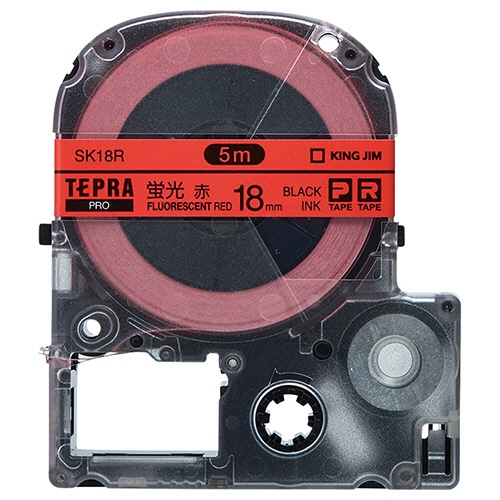キングジム テプラ PRO テープカートリッジ 18mm 蛍光レッド/黒文字 SK18R 1個(ご注文単位1個)【直送品】
