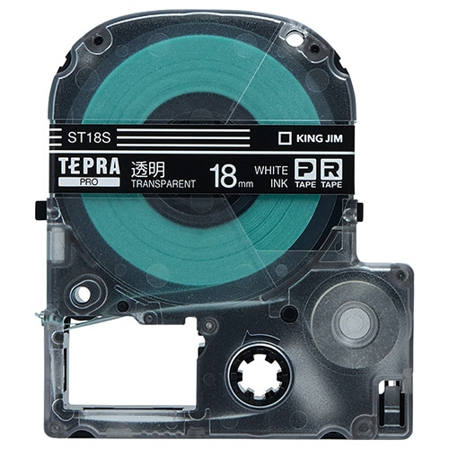 キングジム テプラ PRO テープカートリッジ 18mm 透明/白文字 ST18S 1個(ご注文単位1個)【直送品】