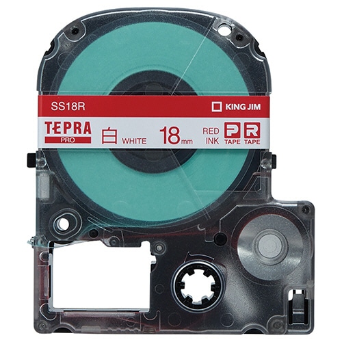 キングジム テプラ PRO テープカートリッジ 18mm 白/赤文字 SS18R 1個(ご注文単位1個)【直送品】