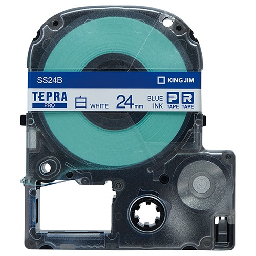 キングジム テプラ PRO テープカートリッジ 24mm 白/青文字 SS24B 1個(ご注文単位1個)【直送品】