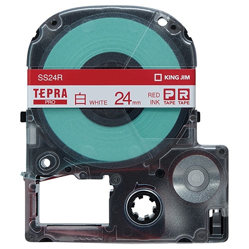 キングジム テプラ PRO テープカートリッジ 24mm 白/赤文字 SS24R 1個(ご注文単位1個)【直送品】