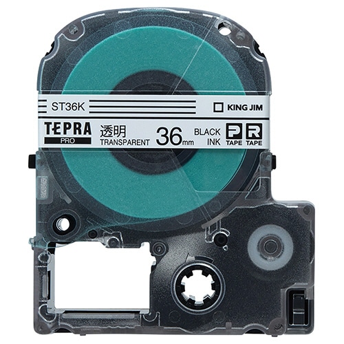 キングジム テプラ PRO テープカートリッジ 36mm 透明/黒文字 ST36K 1個(ご注文単位1個)【直送品】