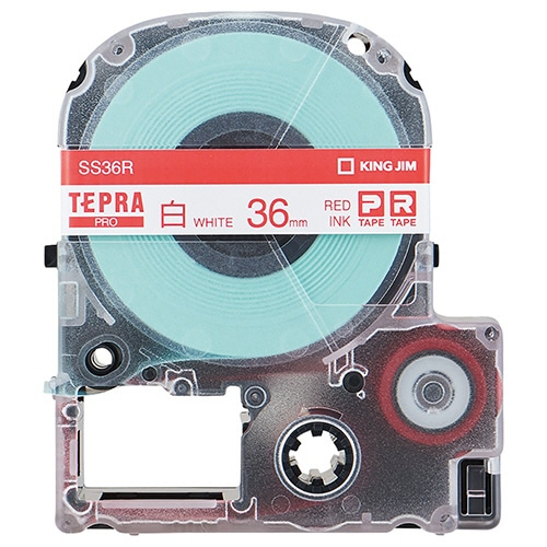 キングジム テプラ PRO テープカートリッジ 36mm 白/赤文字 SS36R 1個(ご注文単位1個)【直送品】