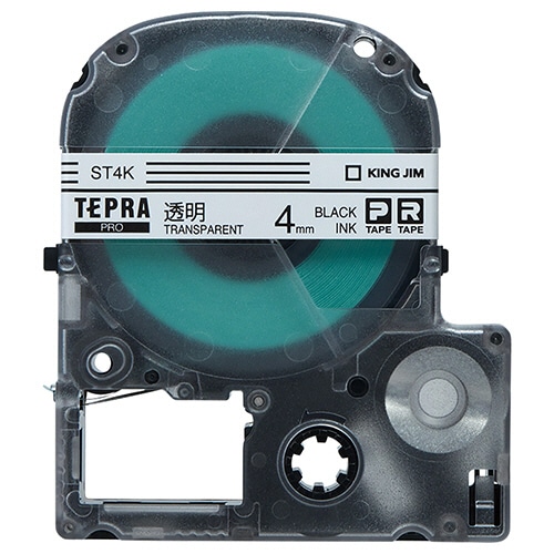 キングジム テプラ PRO テープカートリッジ 4mm 透明/黒文字 ST4K 1個(ご注文単位1個)【直送品】
