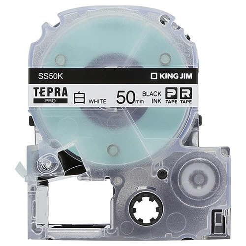 キングジム テプラ PRO テープカートリッジ 50mm 白/黒文字 SS50K 1個(ご注文単位1個)【直送品】