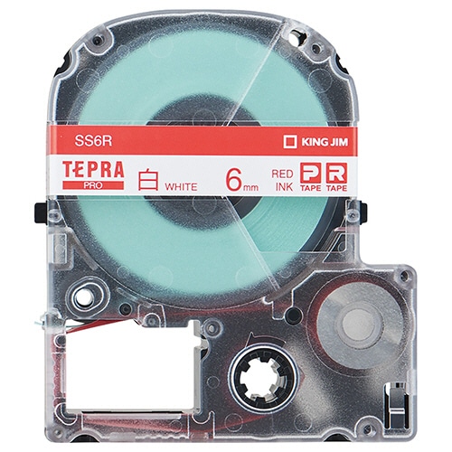キングジム テプラ PRO テープカートリッジ 6mm 白/赤文字 SS6R 1個(ご注文単位1個)【直送品】