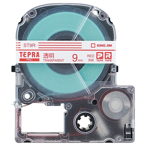 キングジム テプラ PRO テープカートリッジ 9mm 透明/赤文字 ST9R 1個(ご注文単位1個)【直送品】