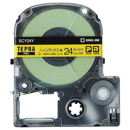 キングジム テプラ PRO テープカートリッジ インデックスラベル 24mm 黄/黒文字 SCY24Y 1個(ご注文単位1個)【直送品】