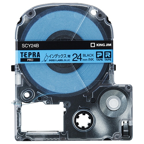 キングジム テプラ PRO テープカートリッジ インデックスラベル 24mm 青/黒文字 SCY24B 1個(ご注文単位1個)【直送品】
