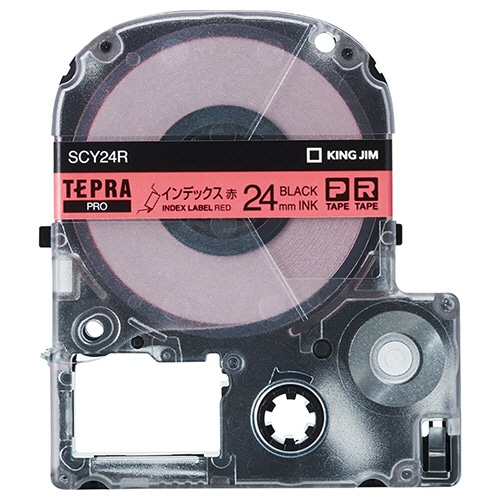 キングジム テプラ PRO テープカートリッジ インデックスラベル 24mm 赤/黒文字 SCY24R 1個(ご注文単位1個)【直送品】