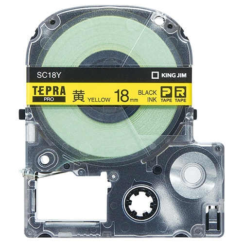 キングジム テプラ PRO テープカートリッジ パステル 18mm 黄/黒文字 SC18Y-5P 5個/袋(ご注文単位1袋)【直送品】