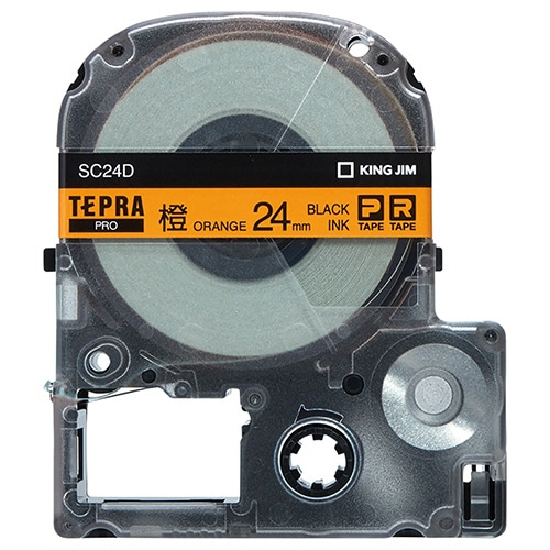 キングジム テプラ PRO テープカートリッジ パステル 24mm オレンジ/黒文字 SC24D 1個(ご注文単位1個)【直送品】