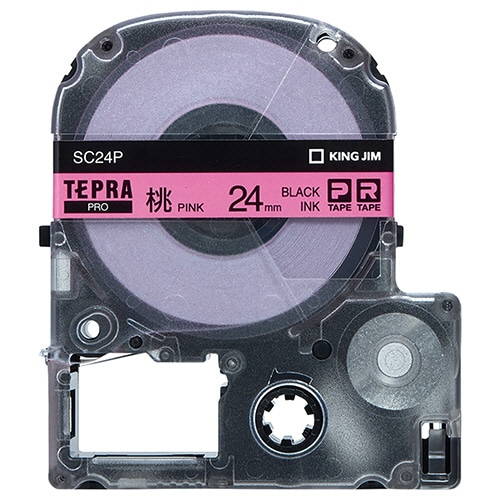 キングジム テプラ PRO テープカートリッジ パステル 24mm ピンク/黒文字 SC24P 1個(ご注文単位1個)【直送品】
