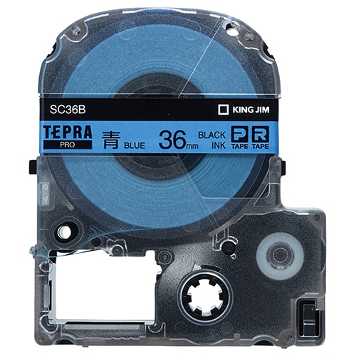 キングジム テプラ PRO テープカートリッジ パステル 36mm 青/黒文字 SC36B 1個(ご注文単位1個)【直送品】
