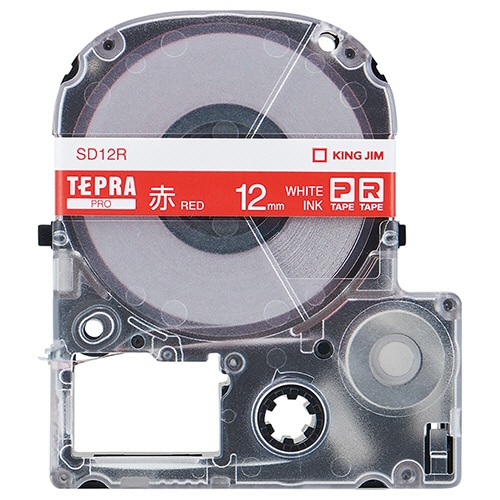 キングジム テプラ PRO テープカートリッジ ビビッド 12mm 赤/白文字 SD12R 1個（ご注文単位1個）【直送品】