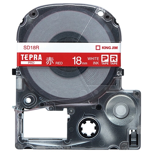 キングジム テプラ PRO テープカートリッジ ビビッド 18mm 赤/白文字 SD18R 1個（ご注文単位1個）【直送品】