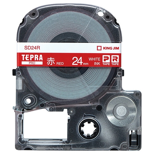 キングジム テプラ PRO テープカートリッジ ビビッド 24mm 赤/白文字 SD24R 1個（ご注文単位1個）【直送品】